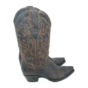 Cavender’s Burnished Chocolate Goat Leather Snip Toe Cowboy Boots Women’s 8.5 D